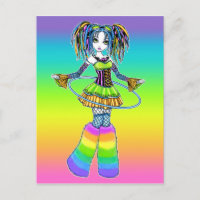 "Luxie" Rainbow Cyber Goth Hula Hoop Fae Postcard