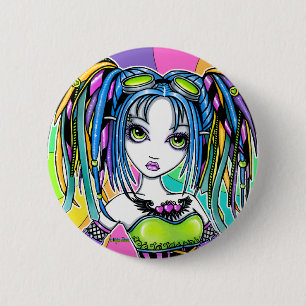 "Luxie" Rainbow Cyber Gothic Fairy Button