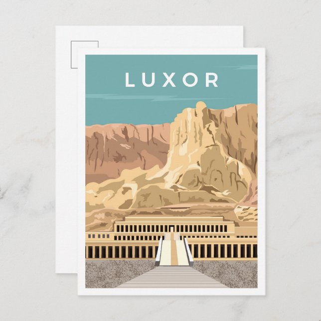 Luxor Egypt Art Vintage Travel Illustration Postcard (Front/Back)