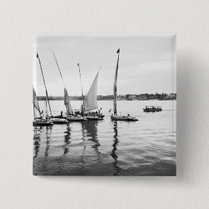 Luxor Egypt, Feluccas on the Nile 15 Cm Square Badge