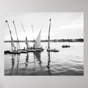 Luxor Egypt, Feluccas on the Nile Poster