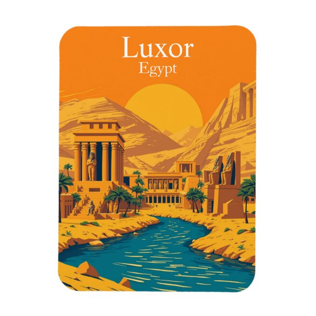 Luxor, Egypt Vintage Travel Magnet (Vertical)