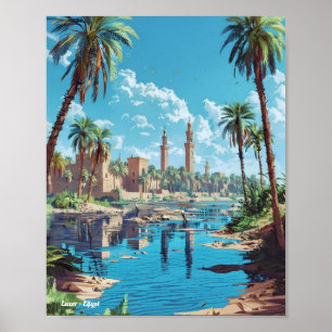 Luxor Egypt Vintage Travel  Poster