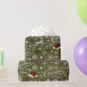 Luxriors Green Merry Christmas Wrapping Paper