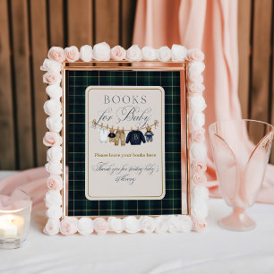 Luxsary  Bear Plaid Baby Shower Books Poster