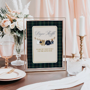 Luxsary  Bear Plaid Baby Shower Diaper Raffle Poster