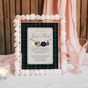 Luxsary  Bear Plaid Baby Shower Guest Book