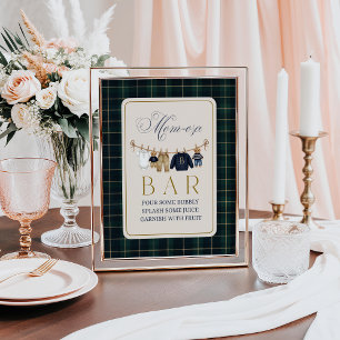 Luxsary Bear Plaid Baby Shower Momosa Bar Poster