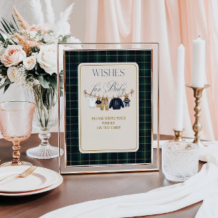 Luxsary  Bear Plaid Baby Shower Wishes for Baby Poster