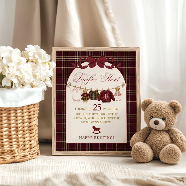 Luxsary Teddy Baby Shower Girl Plaid FInd Pacifier Poster (Creator Uploaded)