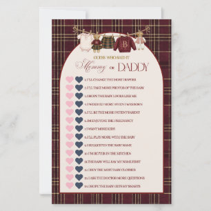 Luxsary Teddy Baby Shower Girl Plaid Game