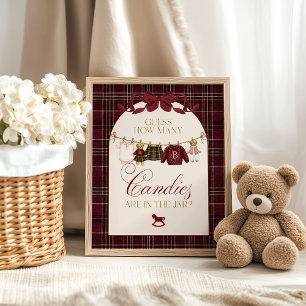 Luxsary Teddy Baby Shower Girl Plaid Guess Candies Poster