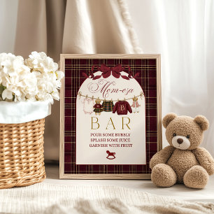 Luxsary Teddy Baby Shower Girl Plaid Momosa Bar Poster