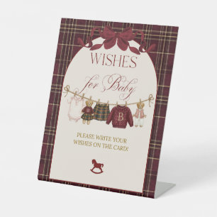 Luxsary Teddy Bear Baby Shower Girl Plaid Bow Pedestal Sign