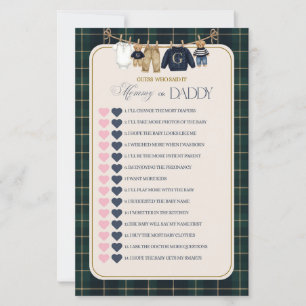 Luxsary Teddy Bear Plaid Baby Shower Game