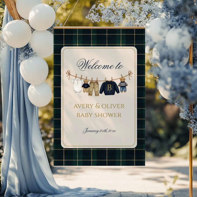 Luxsary Teddy Bear Plaid Baby Shower  Poster (Creator Uploaded)