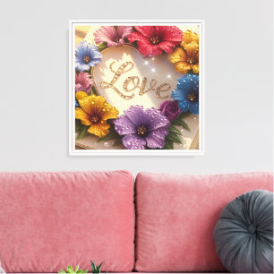 Luxurious 3D Greeting Card with Floral Design Canvas Print
