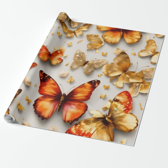 ✨ Luxurious 3D Sparkling Butterfly Seamless Patter Wrapping Paper (Unrolled)