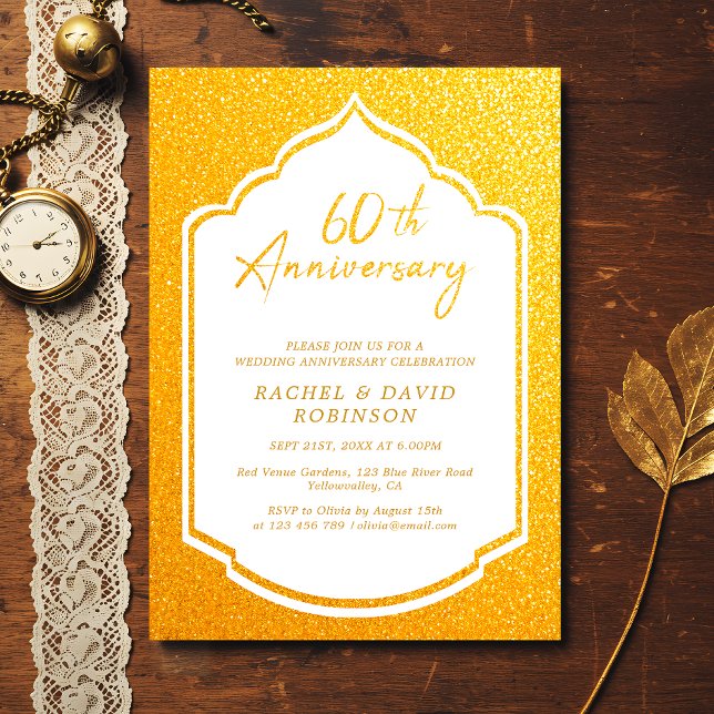 Luxurious 60th Wedding Anniversary Golden Invitation (Creator Uploaded)
