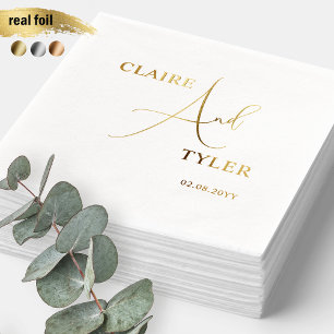 Luxurious and Minimal, Romantic "And" Wedding  Foil Napkins