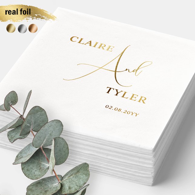 Luxurious and Minimal, Romantic "And" Wedding  Foil Napkins (Creator Uploaded)