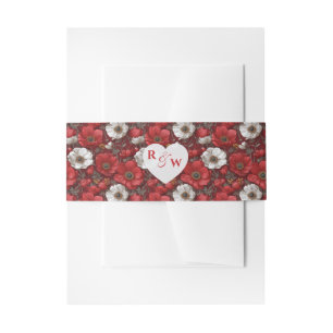 Luxurious Anemones Accent Winter Wedding Invitation Belly Band
