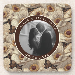 Luxurious Anemones Petal Vineyard Wedding Coaster