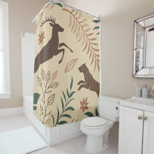 Luxurious Animal & Botanical Pattern Nature Shower Curtain