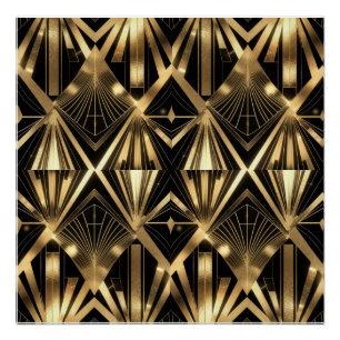 Luxurious Art Deco Geometric Gold and Black  Poster