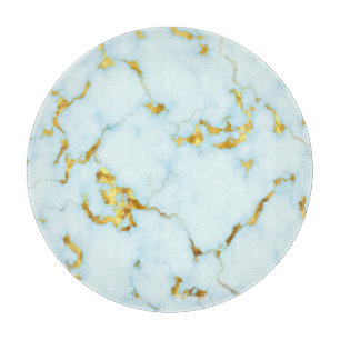 Luxurious Azure Gilded Pottery Motif Ceramic  Art Cutting Board
