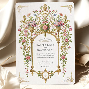 Luxurious Baroque Gold Floral Wedding Invitation
