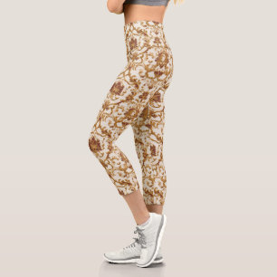 Luxurious Baroque Gold Ornament on Ivory Capri Leggings