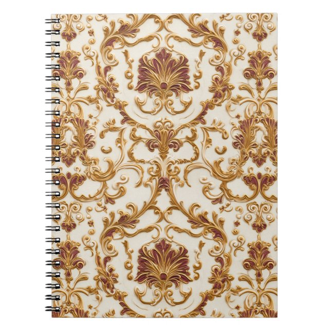 Luxurious Baroque Gold Ornament on Ivory Notebook (Front)