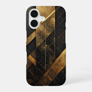 Luxurious Black and Gold Abstract Geometric iPhone 16 Case