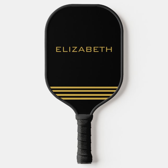 Luxurious Black and Gold Custom Name Pickleball Paddle (Front)