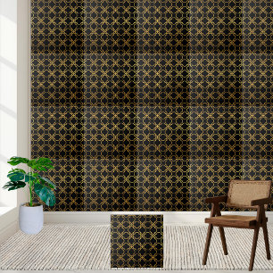 Luxurious Black and Gold Geometric Tile