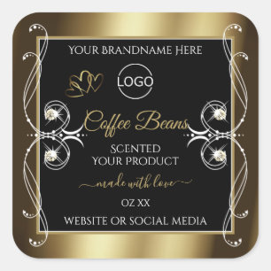 Luxurious Black and Gold Product Label Jewels Logo