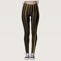 Luxurious Black and Gold Stripes Leggings