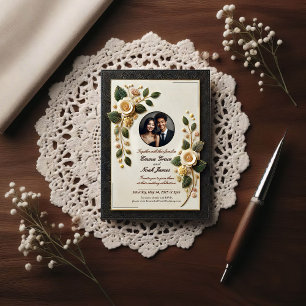 Luxurious Black and Gold Wedding Invitation