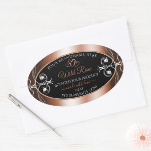 Luxurious Black and Rose Gold Decor Product Labels