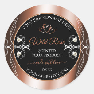 Luxurious Black and Rose Gold Decor Product Labels