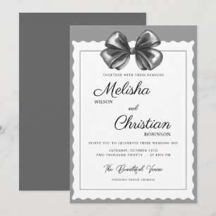 Luxurious Black Bow Wedding Invitation. Invitation