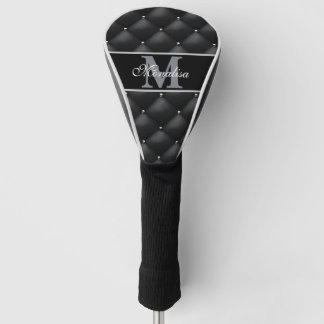 luxurious black design monogramed personalised   golf head cover