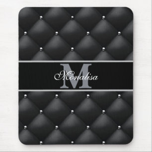 luxurious black design monogramed personalised mouse pad