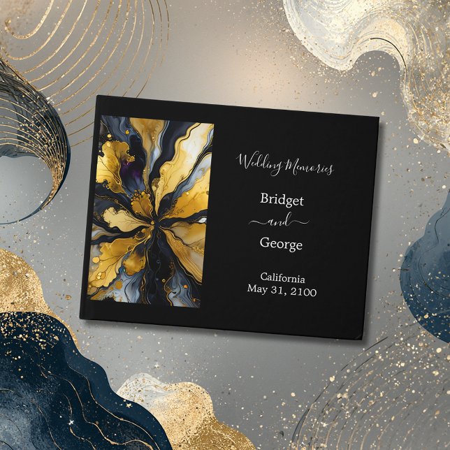 luxurious black gold agate marble wedding guest book (Creator Uploaded)