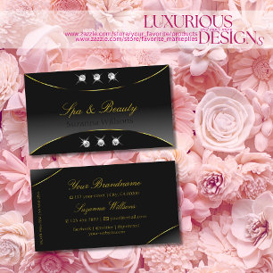 Luxurious Black Gold Decor with Sparkle Diamonds Business Card