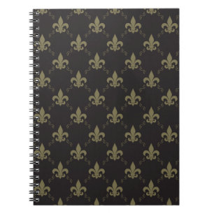Luxurious Black Gold Fleur De Lis Pattern Notebook