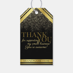 Luxurious Black Gold & Glitter Packaging Thank You Gift Tags