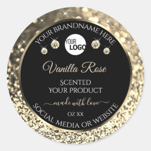 Luxurious Black Gold Glitter Product Labels Logo 