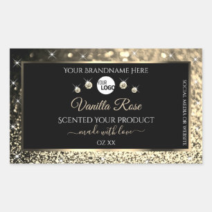 Luxurious Black Gold Glitter Product Labels Logo 